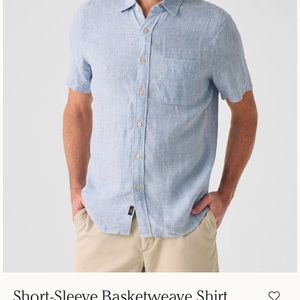 NWT Men’s XL Faherty Linen Laguna Button Up Shirt- Blue Basketweave, Retail $158